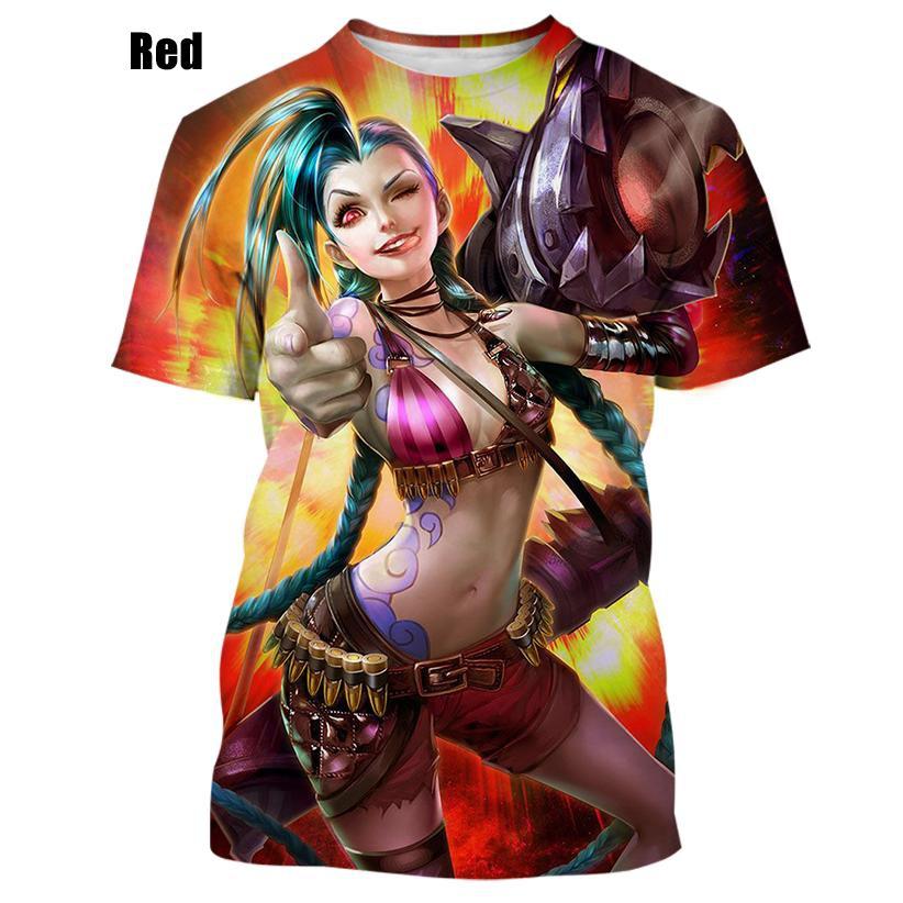 Модная мужская и женская повседневная футболка Game LOL Jinx, футболка с 3D принтом, повседневная футболка с круглым вырезом и короткими рукавами