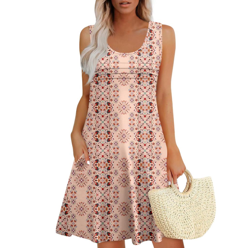 Womens Summer Dresses Loose Sleeveless Sundresses Dress With Pockets
