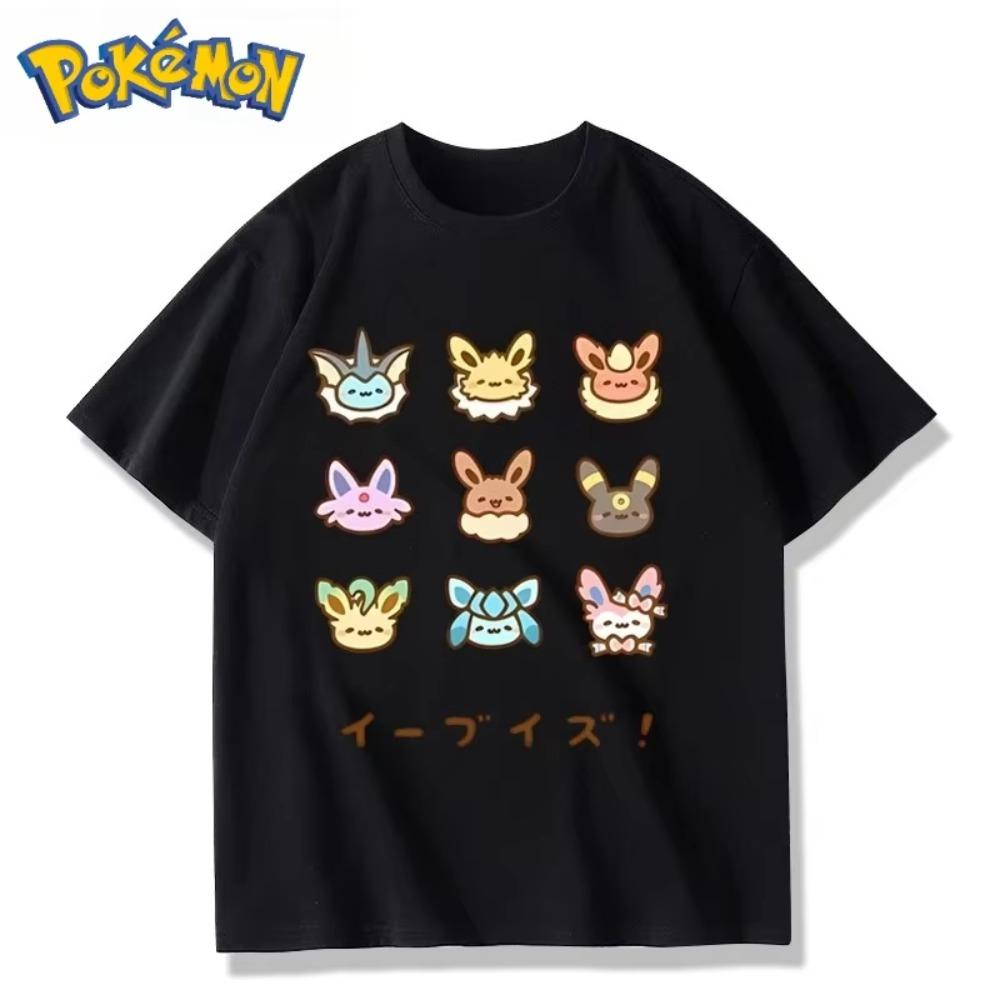 Pokémon Game Edition Eeveelution Printed TShirt Unisexs and Womens Summer New Cotton Loose Casual Trend Short Sleeve Top