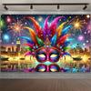 Carnival Mask Ball Theme Party Photography Background, Adult Birthday Party, Family Party Decoration Photography Backdrop Cloth