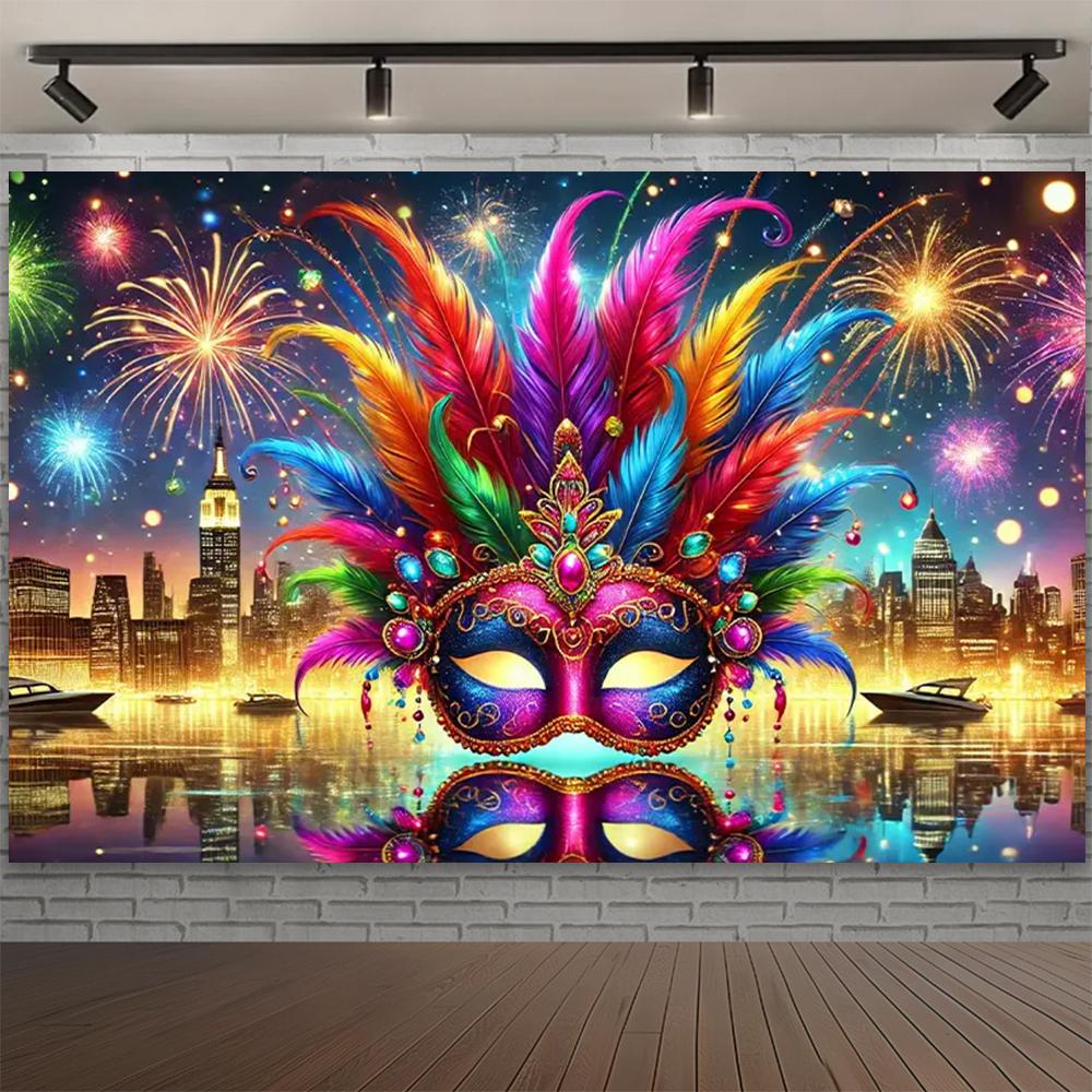 Carnival Mask Ball Theme Party Photography Background, Adult Birthday Party, Family Party Decoration Photography Backdrop Cloth