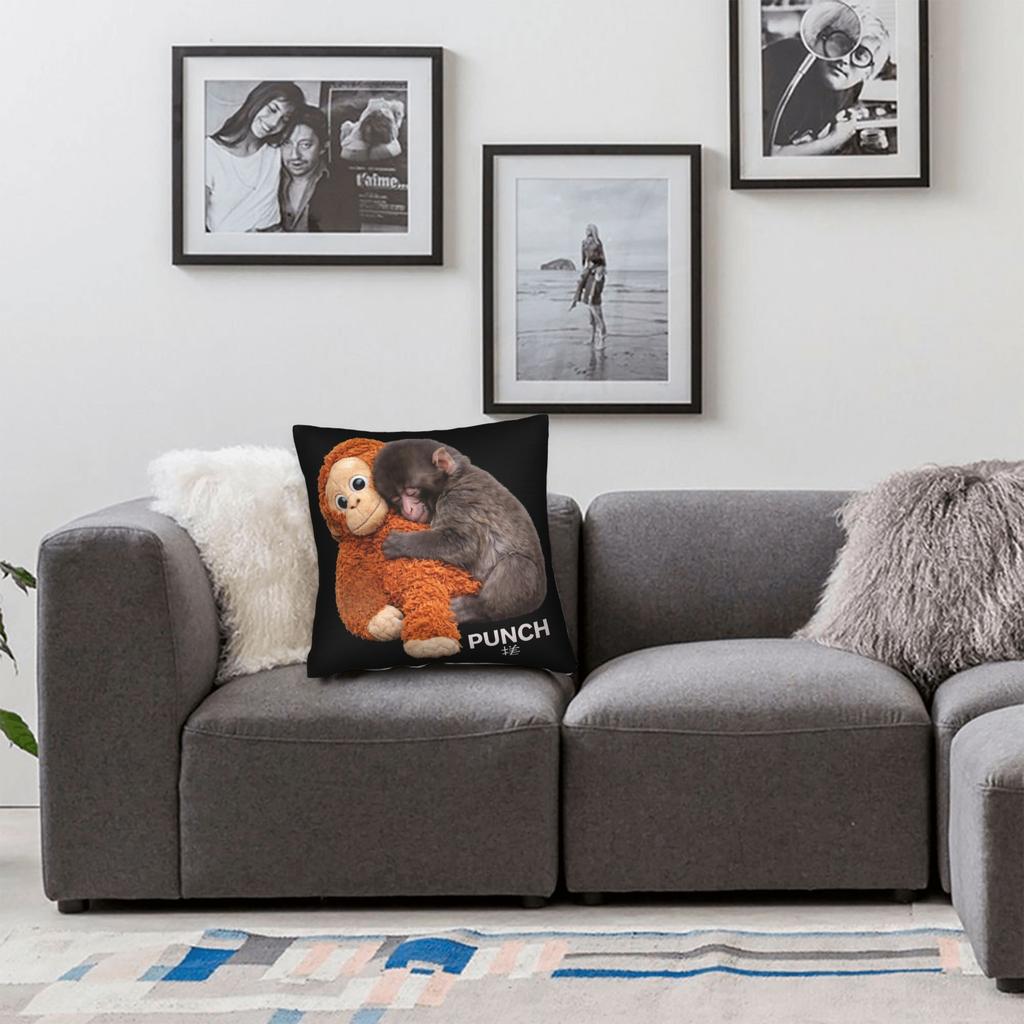 Punch The Monkey Cute Pillowcase Soft Polyester Cushion Cover Decorative Throw Pillow Case Cover Seater Zipper 45*45Cm