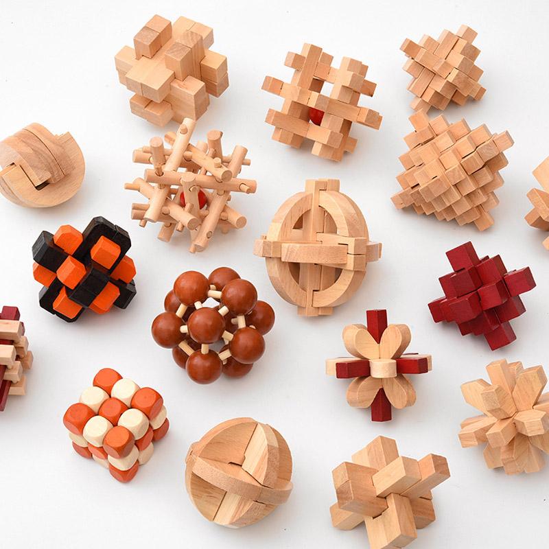 Деревянный замок Kong Ming Lu Ban Lock IQ головоломка Inteligencia Rompecabezas 3D De Madera Монтессори развивающие игрушки