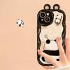 Simple Couples Cartoon Cute 3D Doll Panda Soft Phone Case for iPhone 13 12 Mini 15 14 11 Pro Max 7 8 6 Plus SE Cover