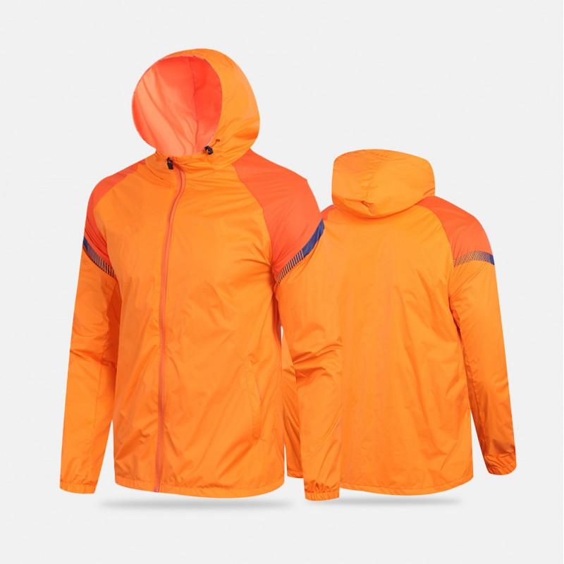 Mens Hooded Windproof Rain Jacket Long Sleeve Cycling Training Outerwear 70D Nylon Woven Sport Coat