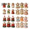 Wooden Angel Ornaments 6Pcs Vintage Ornaments, Christmas Hanging Decor Set Interior Door Frame Decorations with Jute String, Rustic Tree Pendant