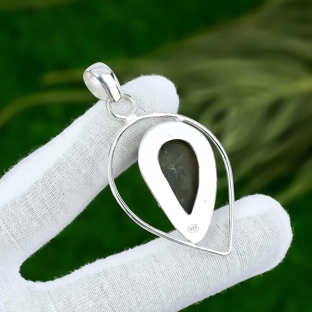 Подарок для женщин Подвеска Серебро 925 пробы Натуральный Лабрадорит Необработанный Драгоценный камень