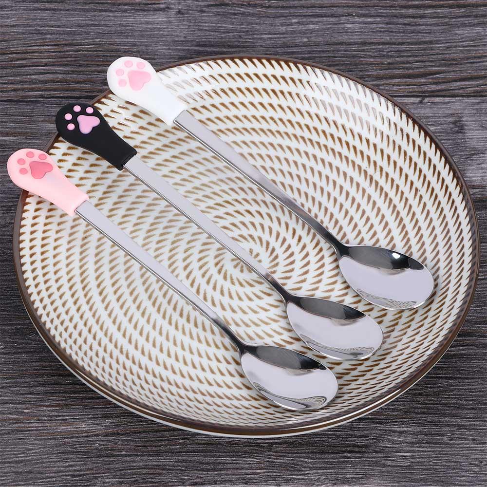 Drink Cute Cat Claw Stainless Steel Coffee Spoon Kitchen Supplies Tableware Dessert Spoons