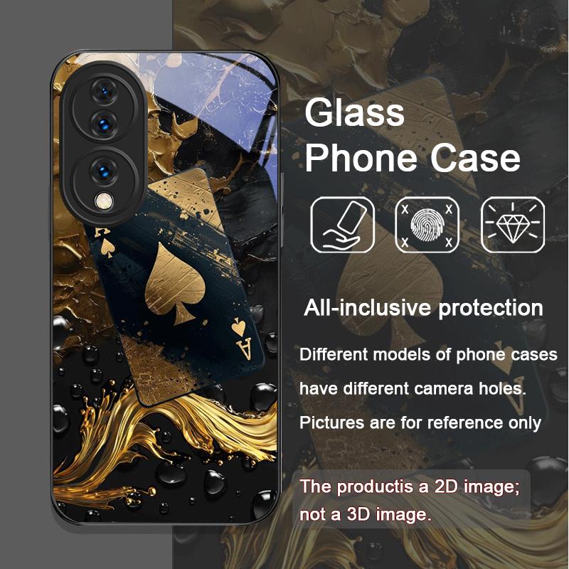 Креативный чехол из закаленного стекла с узором «Туз пик» для Huawei Honor 200 Lite 100 Pro 90 80 GT Magic 7 6 X8 X9 5G