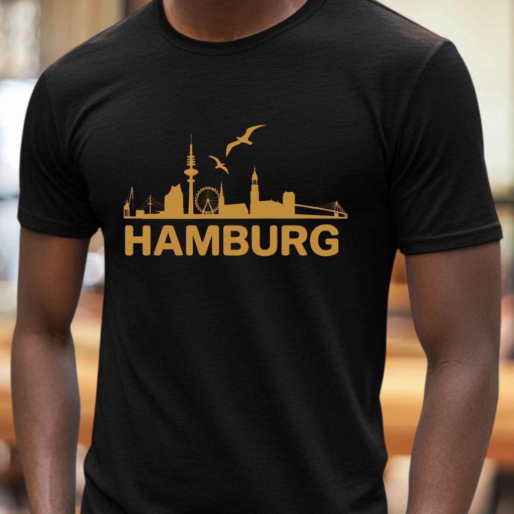 T-Shirt Herren Hamburg Skyline Motiv Baumwolle Größe S bis 5XL