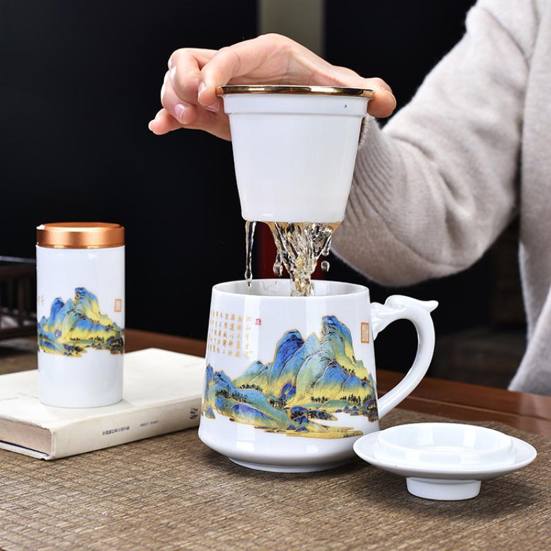 Керамическая чашка для чая, деловой партнер, подарок для руки, офисная чашка для воды, три чашки, подарок на открытие, чашка, банка, подарочная коробка, China-Chic