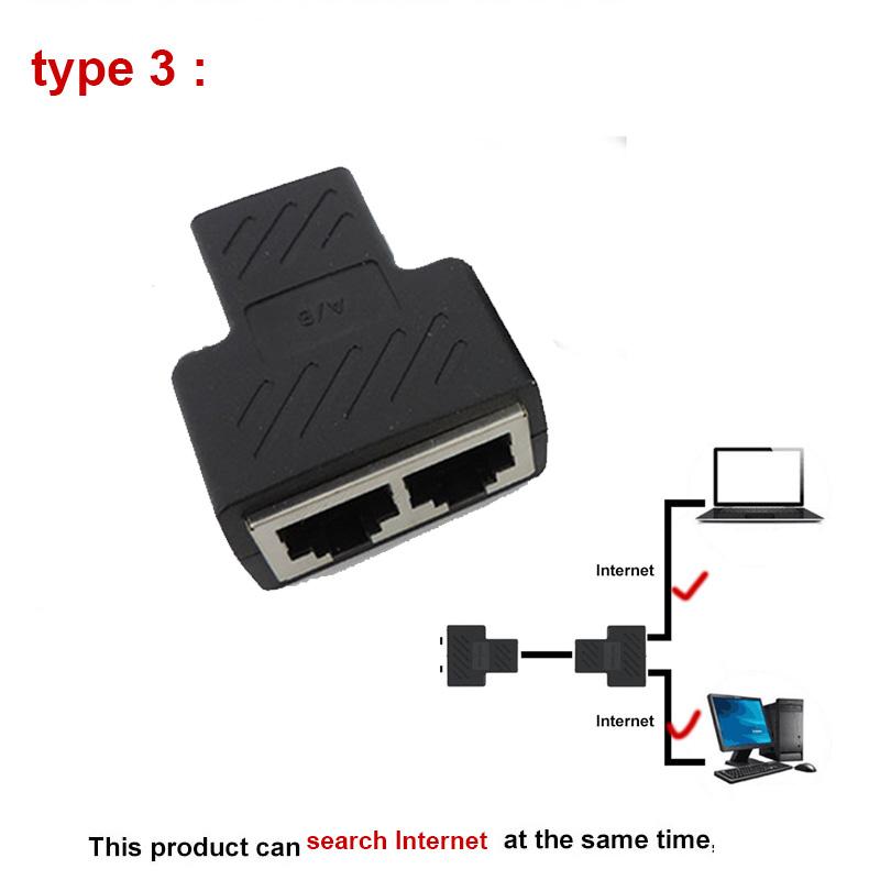 3 типа RJ45 на 2-полосный разветвитель RJ45, сетевой расширитель, адаптер Ethernet Kabel, гигабитный интерфейс, сеть «мама-мама»