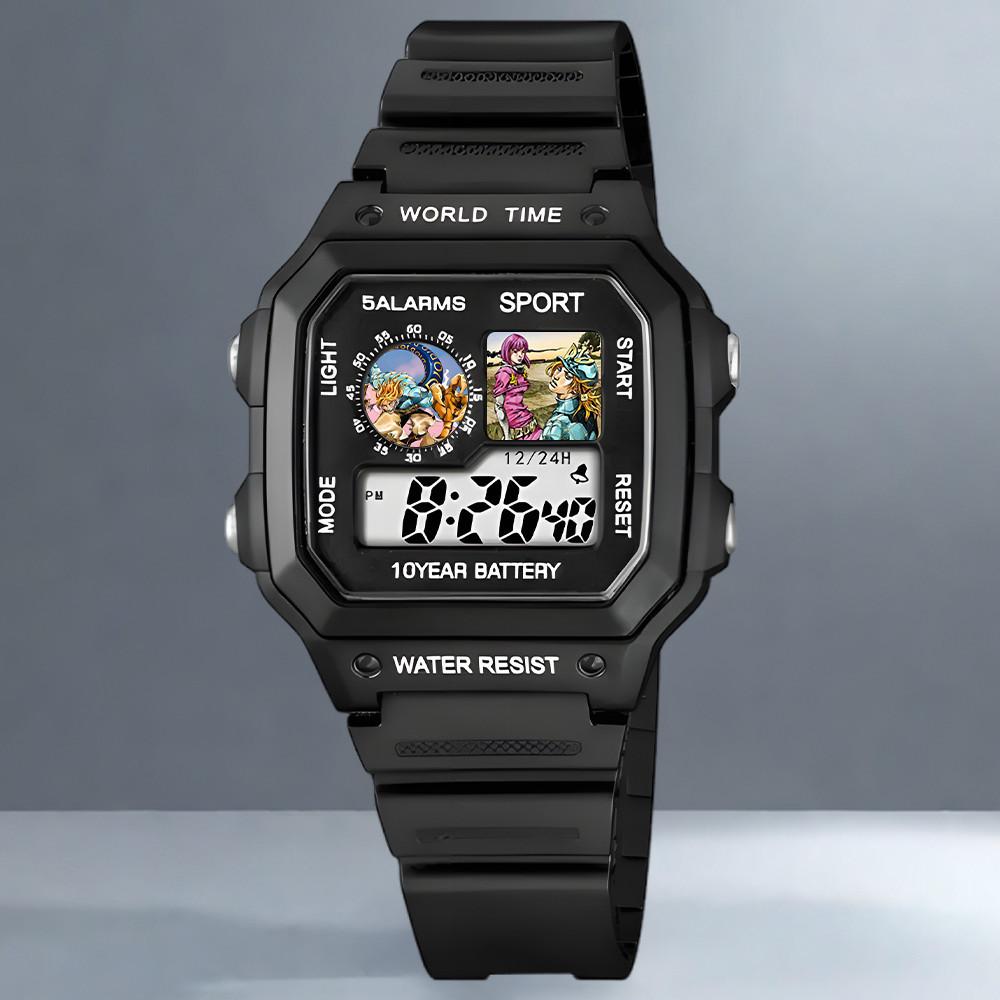 "JOJO's Bizarre Adventure Диего Электронные Часы Спортивные Цифровые Наручные Часы для Учеников Средней Школы с Будильником Мужские"