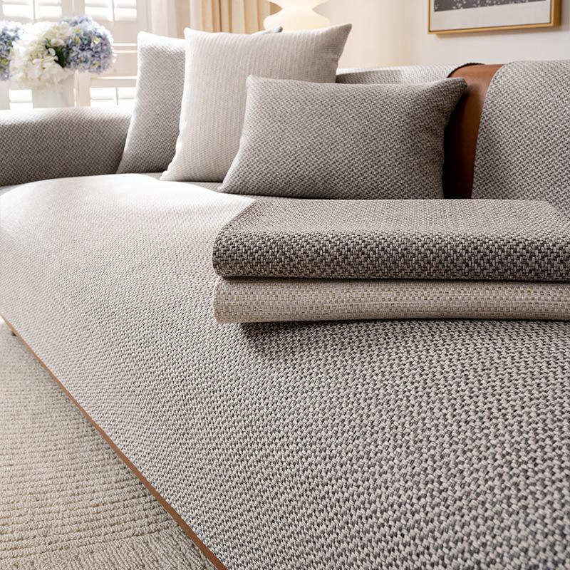 Solid Color New Cotton And Linen Sofa Cushion, Simple And High-End Sofa Cover, Universal Non-Slip Backrest Cover Cloth Towel For All Seasons
