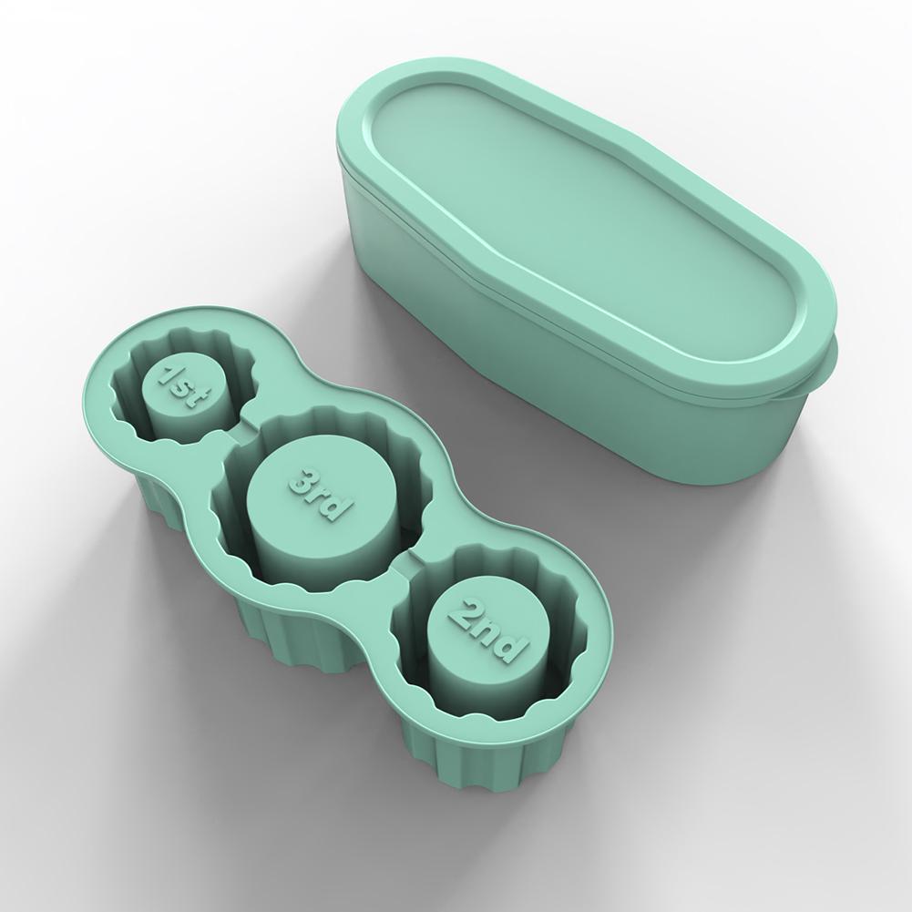 T0# Large Ice Cube Tray with Lid Silicone Cylinder Ice Mold for 30-40 Oz Cup (Gr