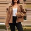 Lapel Woolen Coat Women Solid Single Breasted Full Sleeves Short Jacket Loose Retro Commuting Simple Casual Style Spring and Autumn