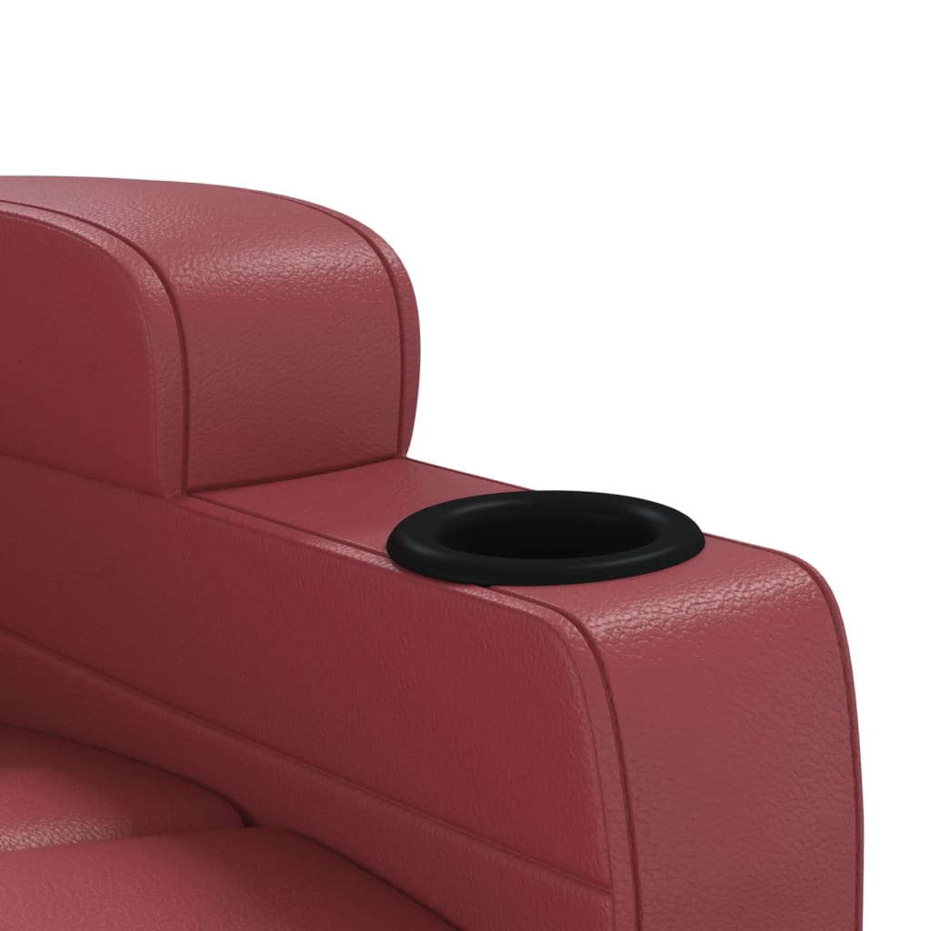 Electric Massage Chair Burgundy Faux Leather