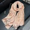 New Imitation Silk Fashionable Elegant High-end Long Silk Scarf Short Beard Shawl Long Scarf Tensile Cotton Gold Silk Scarf