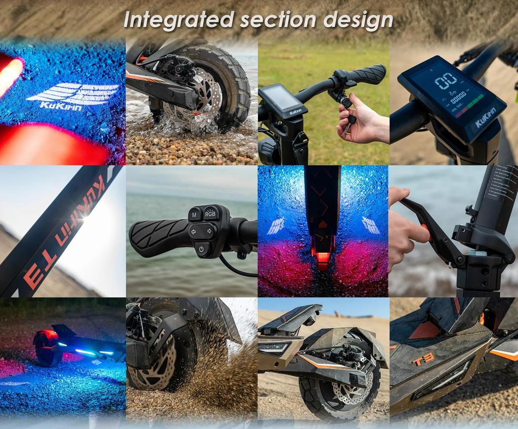KuKirin T3 Foldable Electric Scooter 800W Brushless Motor 48V 15.6Ah 58KM Long Range 10" All-Terrain Off-Road E-Scooter