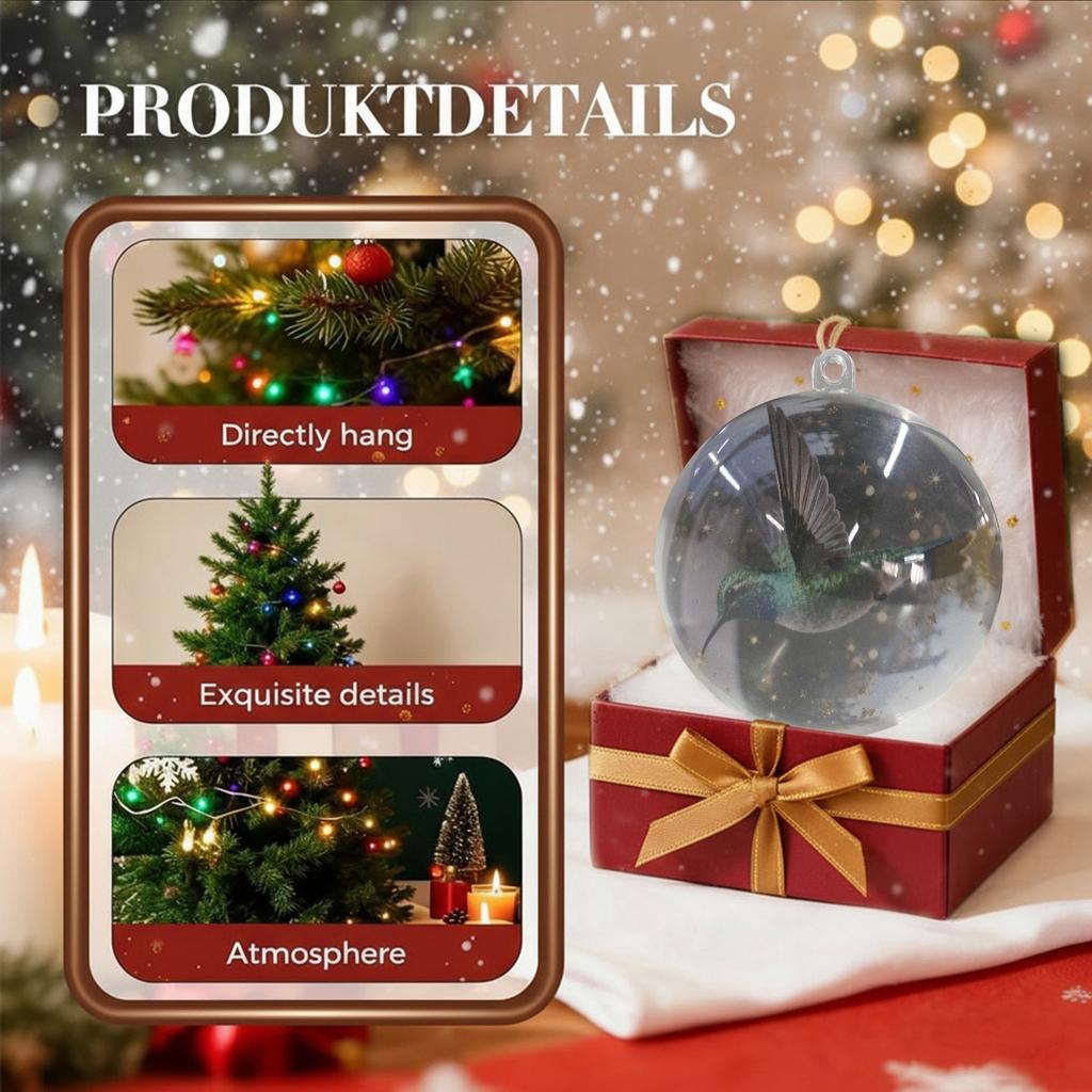 Christmas Clear Ball Ornaments Natures Birds Crystals Glass Set Hanging For Decor Set Xmas Tree Holiday Party Home Decoration Ea
