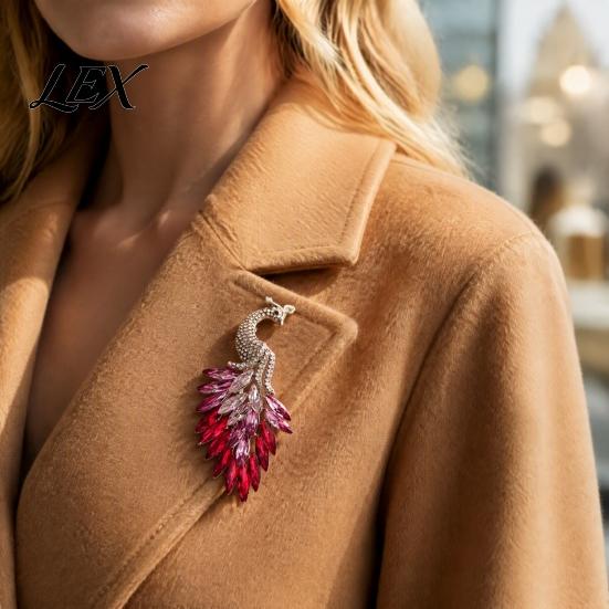 Sparkling Dress Brooch Rhinestone Peacock Brooch, Animal Jewelry Pin for Women, Brooches Vintage Clothes Decorative Accessory Wedding Parties