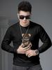 European Trendy Bear Embroidery Crew Neck Sweatshirt for Men 2025 New Autumn Long-Sleeve Pullover Top