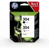HP 304 Pack of 2 Genuine Black and Three Color Ink Cartridges (3JB05AE) for DeskJet 2620/2630/3720/3730, Envy 5020/5030