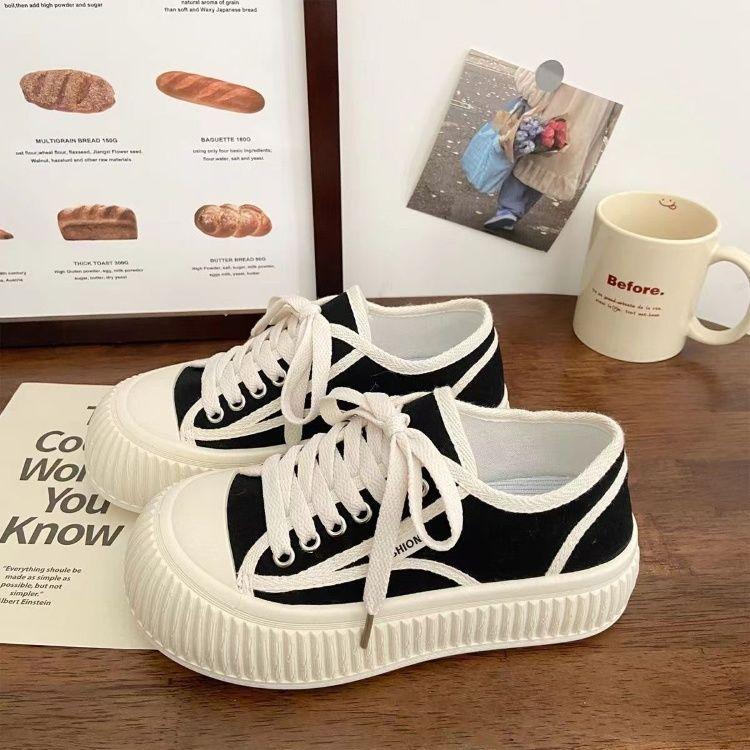 College Style Platform Canvas Shoes Women's 2025 Spring and Summer New Student Versatile Ins Tide Sports and Leisure White Shoes