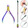 2/3Pcs/lot Professional Stainless Steel Multicolor Nail Cutter Scissor Nippers Multifunction Cuticle Pusher Remover Nail Care