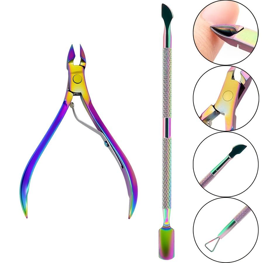 2/3Pcs/lot Professional Stainless Steel Multicolor Nail Cutter Scissor Nippers Multifunction Cuticle Pusher Remover Nail Care
