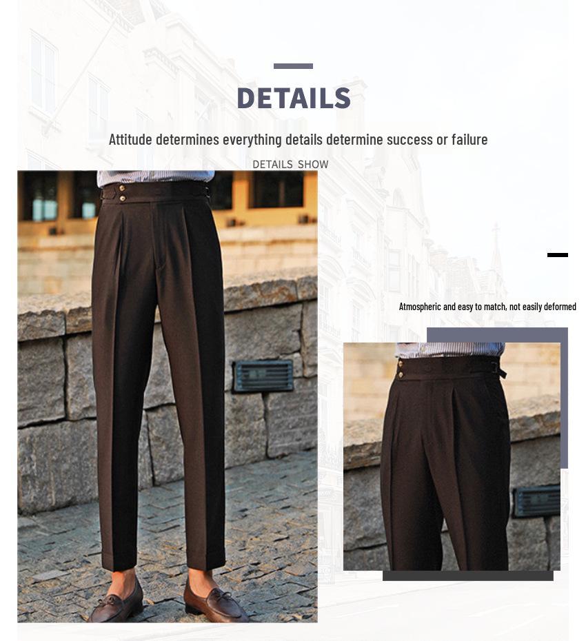 2023 Italian Slim-Fit Men's Business Casual High-Waisted Dress Pants for Autumn and Spring