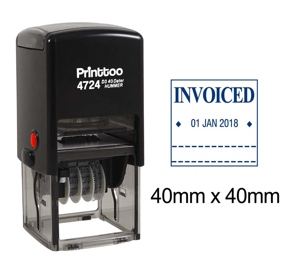 Printtoo With Invoiced Text Office Document Stationery Dater Stamp Self Inking Date Rubber