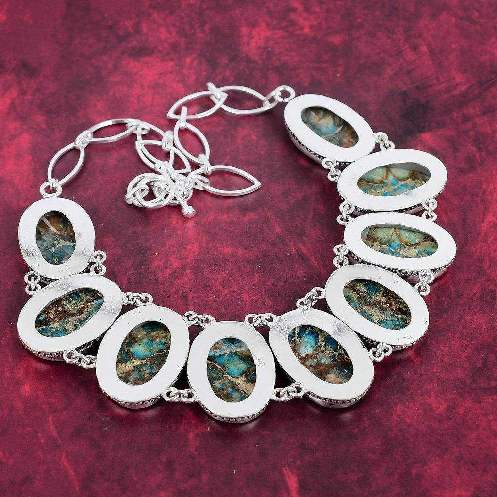 Ожерелье из синего морского осадка, ювелирные изделия из драгоценных камней, регулируемое ожерелье-цепочка из стерлингового серебра 925 пробы, подарок для женщин, ожерелье ручной работы