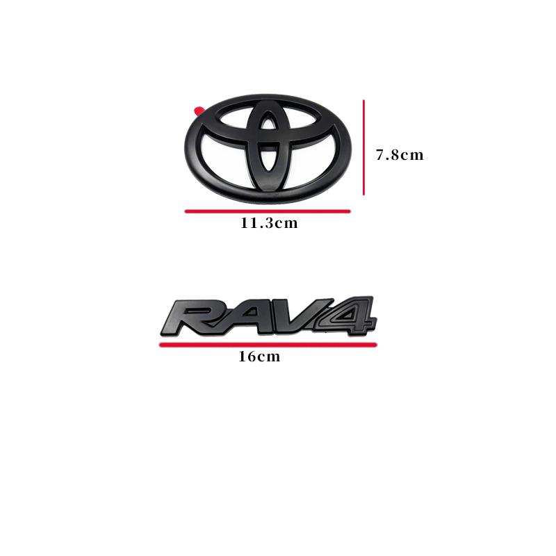 Juego de 4 Emblemas con Logotipo en Negro Mate ABS OVERLAY para TOYOTA RAV4 XLE XLE LIMITED 2019-2024, Adhesivo para Maletero, A