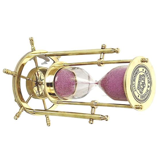 Вращающаяся подставка и таймер 20,32 см, песочные часы из морского дерева и латуни