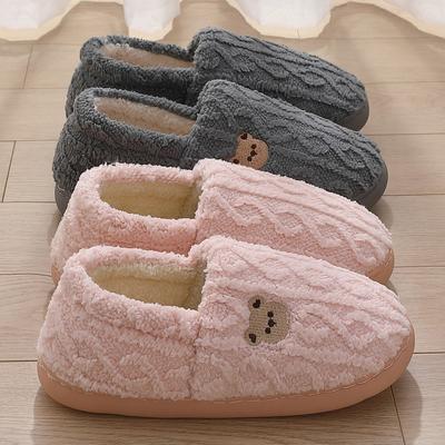 Хлопковые тапочки Мужские Домашние Зимние Мешок с Пара Мультяшный Плюшевый Мишка Комнатные Домашние Плюшевые Теплые Меховые Тапочки Женские