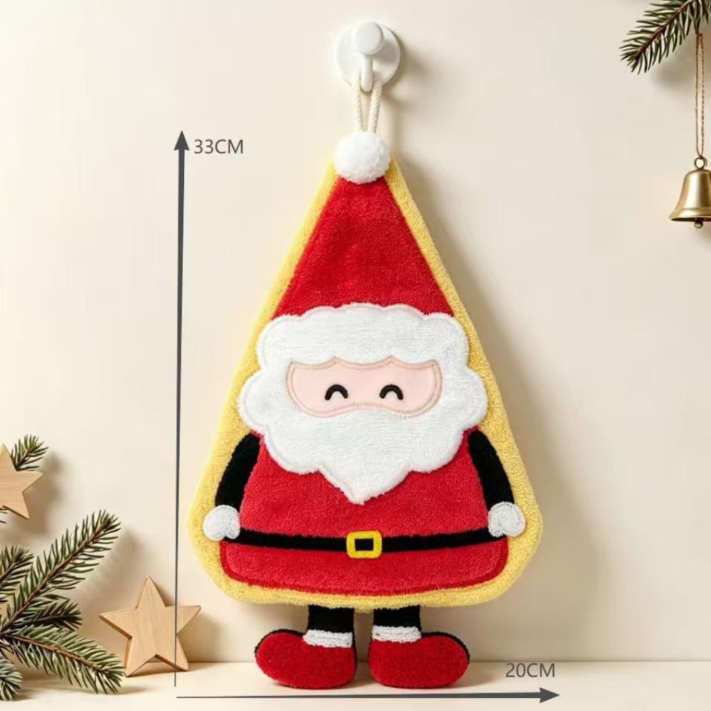 Coral Fleece Christmas Hand Towels Christmas Tree Handkerchiefs Christmas Decoration