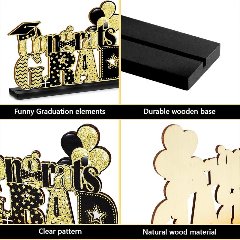 4pcs/Set 2025 Graduation Season Handmade Cartoon Pattern DIY Gift Creative Celebration Unique Wood Desktop Ornaments Decorations