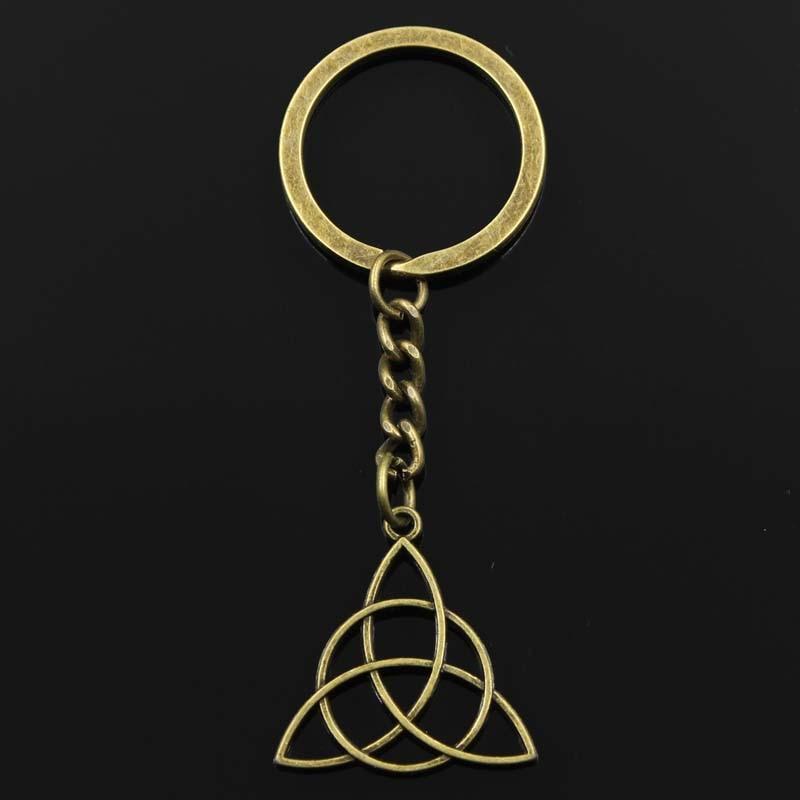 Модный брелок для ключей 30 мм, металлический брелок для ключей, ювелирные изделия, античная бронза, амулет с кельтским узлом, кулон 30x28 мм