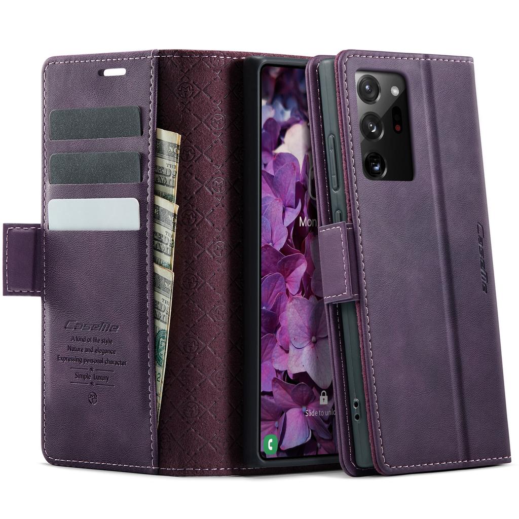 CASEME 033 Series For Samsung Galaxy Note20 Ultra 5G/Note20 Ultra Case RFID Blocking Wallet Stand Calf Texture Leather Phone Cover
