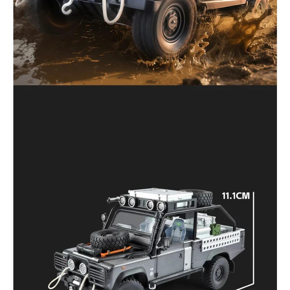 1/24 Land Range Rover Defender 110 Tomb LE Сплав Пикап Модель автомобиля Литые под давлением Внедорожники Модель автомобиля Звук Свет Детская игрушка Подарок