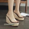 Модные босоножки из ПВХ на танкетке с платформой, сексуальные, на высоком каблуке, новинка 2024 года, прозрачные, женские, удобные, повседневные, туфли, большой размер 34-40