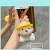 Straw Hat Dog Plush Keychain With Adorable Style For Gift And Accessories