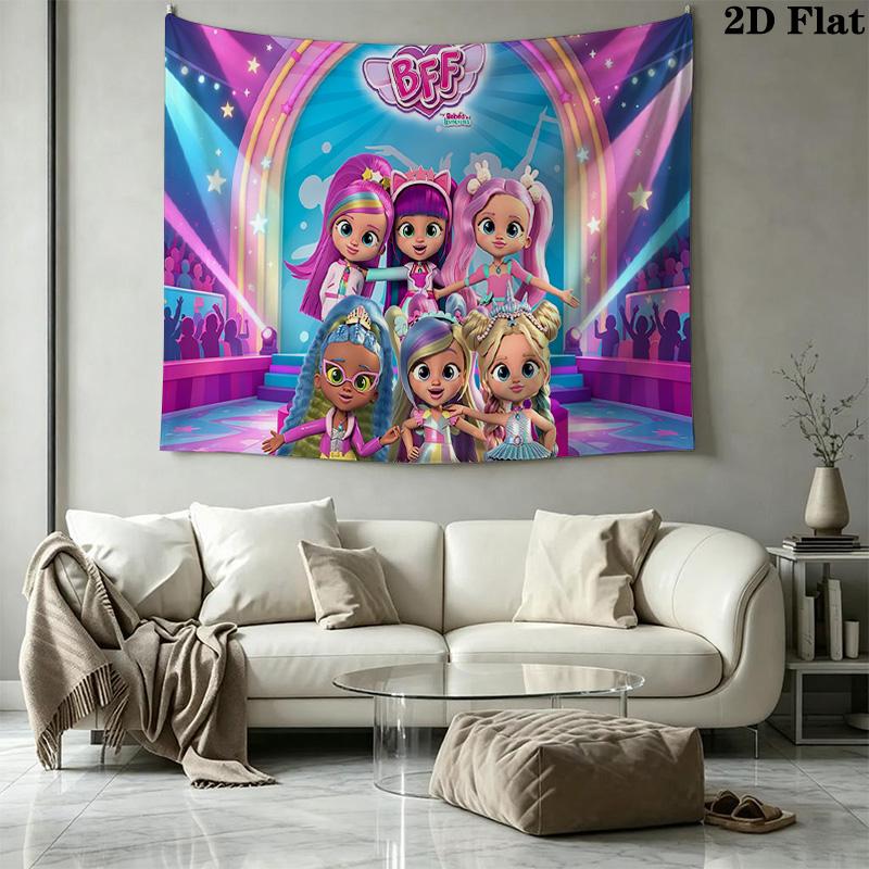 BFF Cartoon Wall Tapestry Aesthetic Wall Hanging Printed Fabric Blanket Decorative Tapestries for Bedroom Living Room Home Decor