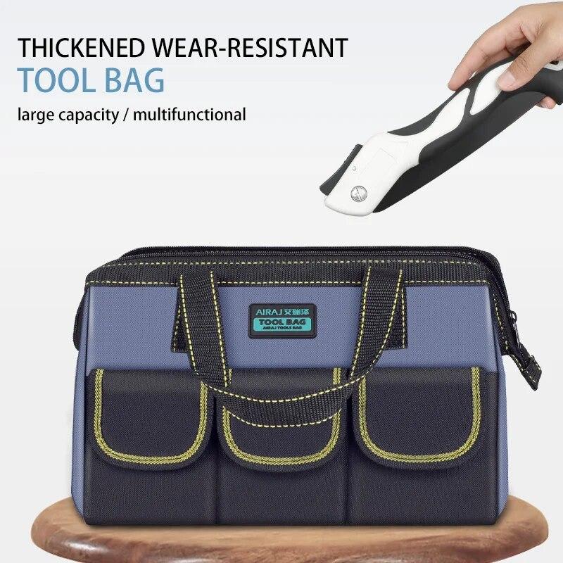 AIRAJ Многофункциональный набор инструментов из ткани Оксфорд, водонепроницаемая и электрическая рабочая сумка с несколькими карманами, противоударная сумка для хранения