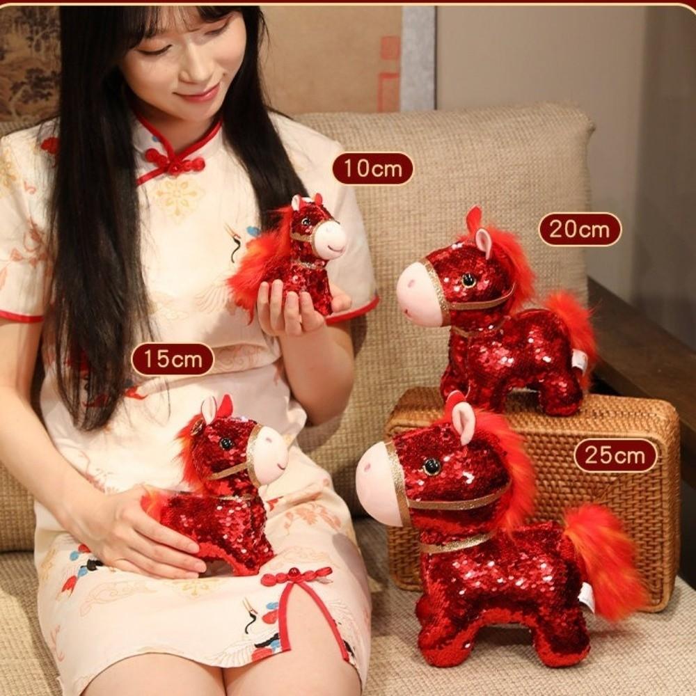 Stuffed Pretty Flashing Horse Plush Doll Colorful Sequined Pony Decor Festival Decoration