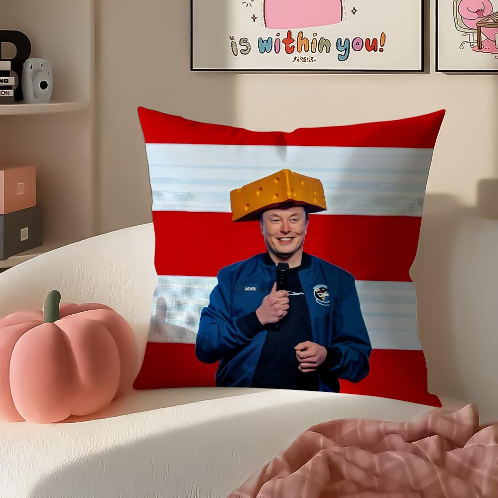 EElon MMusk meme Cushion Cover Pillowcase Short Plush Invisible zipper Room Sofa Cushion Cover