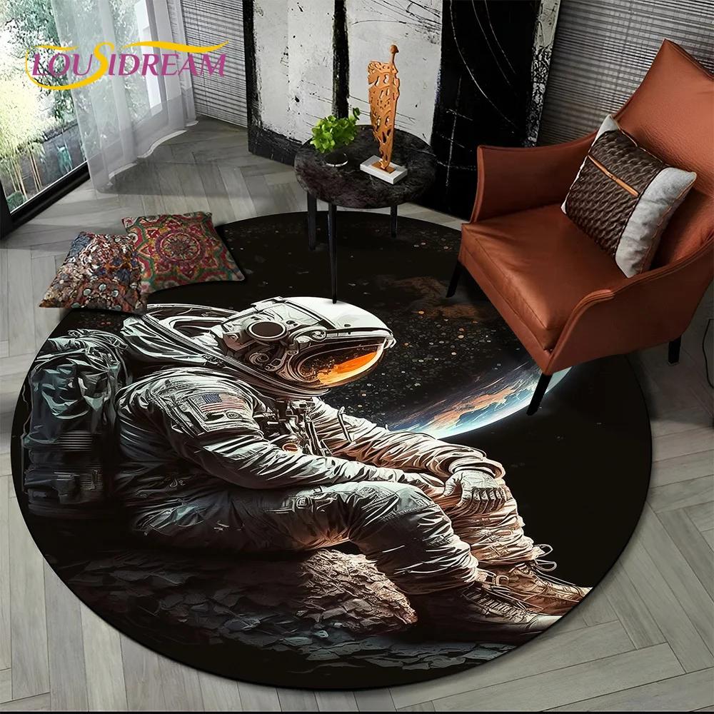 Ковер-круг мультяшный космонавт Вселенная 3D Космос для гостиной спальни детской комнаты, коврик для питомцев нескользящий