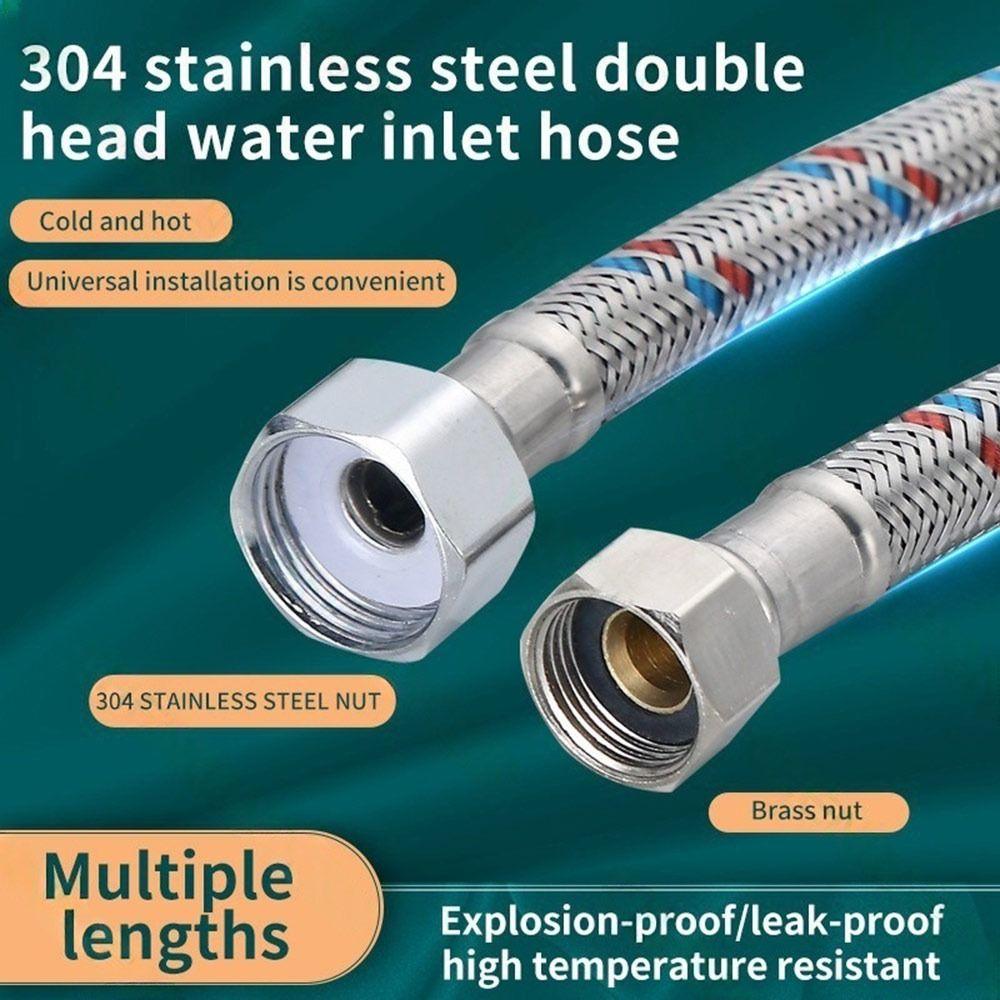 304 Stainless Steel High Pressure Water Supply Tube Dual Head Tube Faucet Connector