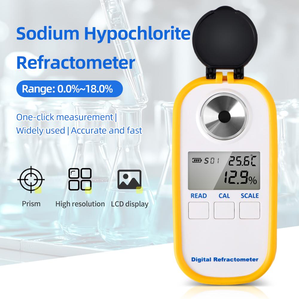 0-18% Рефрактометр гипохлорита натрия ЖК-дисплей Рефрактометр Измеритель гипохлорита натрия Точность Измерение в один клик